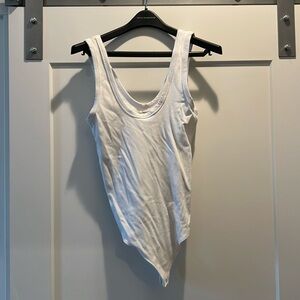 Abercrombie Seamless Rib Fabric Tank Bodysuit in White, Size L